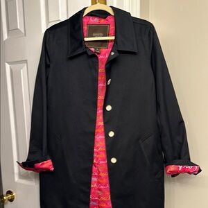 Coach black trench coat Jacket waterproof with Pink Coach Lining